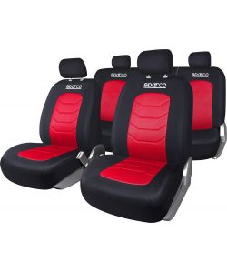 Set completo SPC1019 di coprisedili universali auto nero/rosso righe