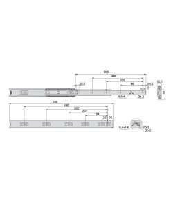 Emuca Kit Guide per cassetti, a sfera, 45x 600 mm