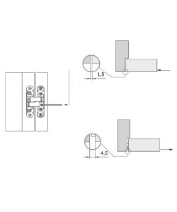 Emuca Lotto 2 cerniere a scomparsa per porte di passaggio, cerniere  invisibili spostamento 14mm, portata 60kg, apertura 180, Zama, Grigio  Metallizzato — Brycus