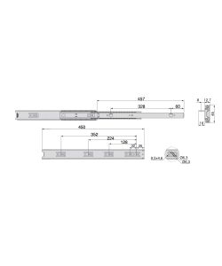 Emuca Kit Guide per cassetti, a sfera, 45 x 450 mm con squadre