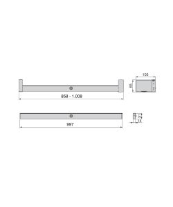 Emuca Barra appendiabiti per armadi con luce LED, regolabile 858-1.008 mm, Anodizzato opaco