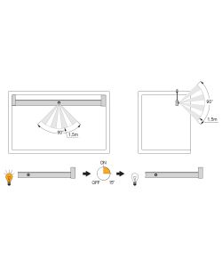 Emuca Barra appendiabiti per armadi con luce LED, regolabile 858-1.008 mm, Anodizzato opaco