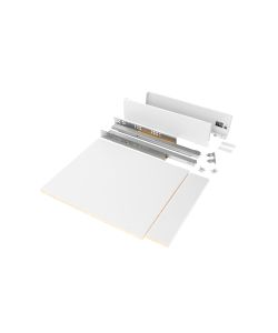 Emuca Kit cassetto Vertex cucina o bagno, con pannelli, chiusura soft, 500x93mm, modulo 450mm, Acciaio, Bianco