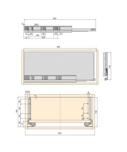 Emuca Kit cassetto Vertex cucina o bagno, con pannelli, chiusura soft, 500x178mm, modulo 450mm, Acciaio, Bianco