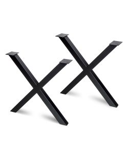 Set di due gambe Cross per tavolo, altezza 695 mm, verniciate nero