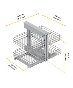 Emuca Unit d'angolo articolata Suprastar per mobile da cucina, Cromato brillo, Acciaio