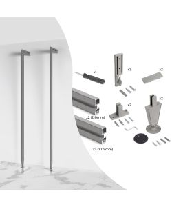 Emuca Zero Kit telaio modulare con ferramenta e 2 profili per montaggio, alluminio e zama, grigio pietra