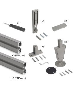 Emuca Zero Kit telaio modulare con ferramenta e 3 profili, alluminio e zama, grigio pietra