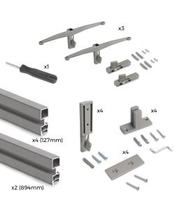 Emuca Zero Kit struttura modulare con ferramenta per il montaggio a parete, grigio pietra verniciato