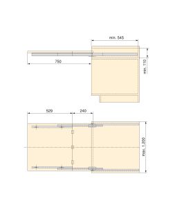 Emuca Guide per tavolo allungabile Coktail Reverse H35, Champagne anodizzato, Alluminio