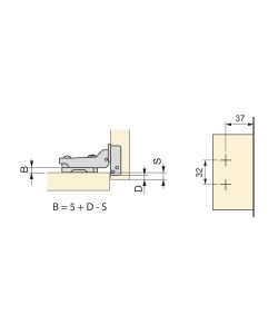 Emuca Kit cerniera mezzo collo X92 con chiusura ammortizzata e basetta, Basetta a vite, Nichelato, Acciaio.