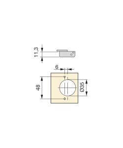 Emuca Kit cerniera mezzo collo X92 con chiusura ammortizzata e basetta, Basetta a vite, Nichelato, Acciaio.