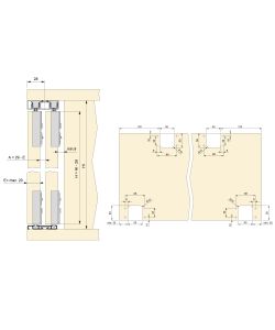 Emuca Sistema Flow da superficie in kit per un armadio con 2 ante scorrevoli in legno supportate da chiusura ammortizzat