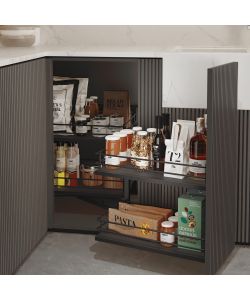 Emuca Angolo estraibile Titane per mobili da cucina, apertura a sinistra, Acciaio e Legno, Grigio antracite 1 UN