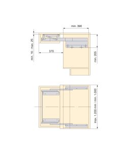 Emuca Guide per tavolo allungabile e elevabile Opl Folding + 39 M120, Champagne anodizzato, Alluminio