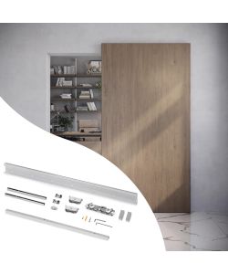 Emuca Kit di ferramentaper porta scorrevole in legno a parete con chiusura morbida, Acciaio, Alluminio e Tecnoplastica 1 KIT