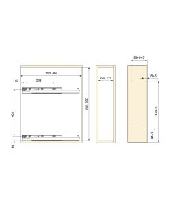 Emuca TitaneMax portabottiglie laterale estraibile con chiusura soft, modulo 150 mm, Acciaio, Grigio antracite 1 UN