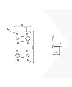 Emuca Lotto di 5 cerniere per porte di sicurezza, 150x80 mm, cerniere anti-leva con bordi arrotondati, senza finiture, Acciaio, Nera 5 UN