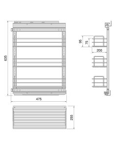 Emuca TitaneStar Carrello estraibile con chiusura soft, modulo 300 mm, Acciaio, Grigio antracite 1 UN