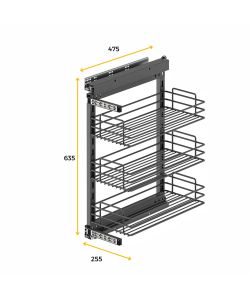 Emuca TitaneStar Carrello estraibile con chiusura soft, modulo 300 mm, Acciaio, Grigio antracite 1 UN