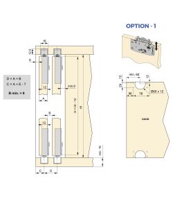 Emuca Kit di ferramentaper porte scorrevoli e a chiusura morbida Flow2 2 con binari incassati 2,35 m, pannelli non inclusi, Verniciato nero 1 KIT