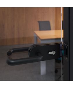 Emuca Maniglie per serrature di porte da interno in vetro, Modello U, alluminio, Verniciato nero 1 SET