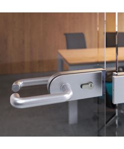 Emuca Maniglie per serrature di porte da interno in vetro, Modello U, alluminio, anodizzato opaco 1 SET
