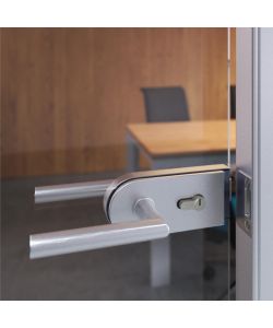 Emuca Maniglie per serrature di porte da interno in vetro, Modello L-R, alluminio, anodizzato opaco 1 SET
