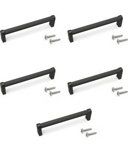 Set 5 maniglie per mobili Alluminio nero L141mm interasse 128mm
