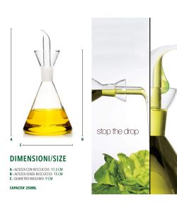 Oliera in Vetro Borosilicato Salvagoccia - Conica - 250cc