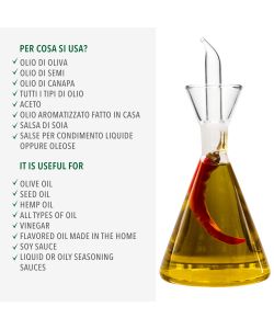 Oliera in Vetro Borosilicato Salvagoccia - Conica - 250cc