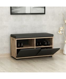 Scarpiera con pouff Dragoshoe noce e nero