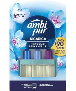Ambi Pur Ricarica Lenor 3vol Risveglio Primaverile 20ml Bianco