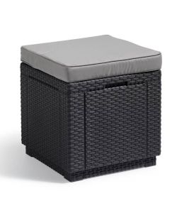 Keter Cubo Pouf Portaoggetti con Cuscino Grafite