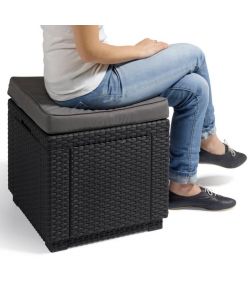 Keter Cubo Pouf Portaoggetti con Cuscino Grafite