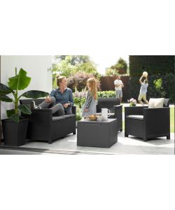 Keter Salotto da Giardino Emma Lounge Set - Antracite - Con Tavolino