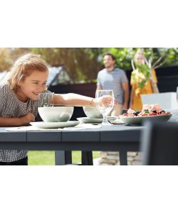 Keter Tavolo da Esterno Julie Resina Grafite 147x90 cm per 6 Persone