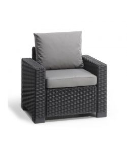 CALIFORNIA SET 2 POLTRONE con cuscini seduta/schienale - (2x) 83x68x71,5h - Round Wicker 6 mm - Grafite Keter