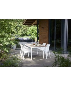 Keter Tavolo Porto Bianco Piano Effetto Legno 160x95x75h cm