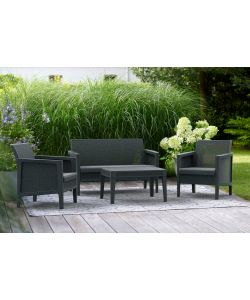 Keter Set Salotto da Giardino Atlas Finitura Juta Grafite con Cuscini