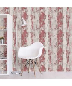 DUTCH WALLCOVERINGS Carta da Parati Legno Rosso e Beige