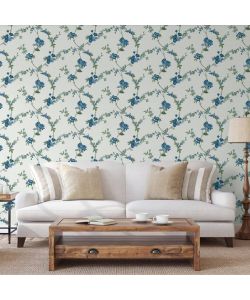 DUTCH WALLCOVERINGS Carta da Parati Flower Azzurro