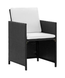 Set da Pranzo da Giardino 11 pz con Cuscini in Polyrattan Nero  42523