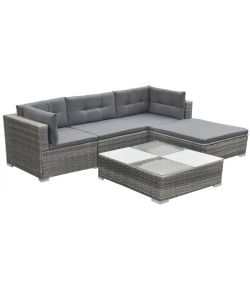 Set Divani da Giardino 5 pz con Cuscini in Polyrattan Grigio 42735