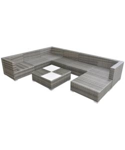 Set Divani da Giardino 8 pz con Cuscini in Polyrattan Grigio