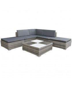 Set Divani da Giardino 6 pz con Cuscini in Polyrattan Grigio 42745