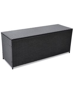 Baule da Giardino Nero 150x50x60 cm in Polyrattan