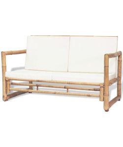 vidaXL Set Divani da Giardino in Bambù con Cuscini - Marrone