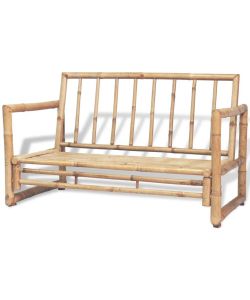 vidaXL Set Divani da Giardino in Bambù con Cuscini - Marrone