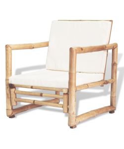 vidaXL Set Divani da Giardino in Bambù con Cuscini - Marrone